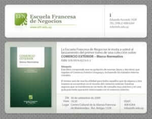 Invitación al lanzamiento del primer libro de la Escuela Francesa de Negocios